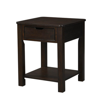 Lilola Home Flora Dark Brown MDF End Table with Drawer 98007
