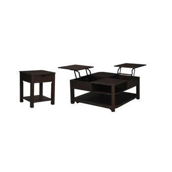 Lilola Home Flora 2 Piece Dark Brown MDF Lift Top Coffee and End Table Set 98006-EC

