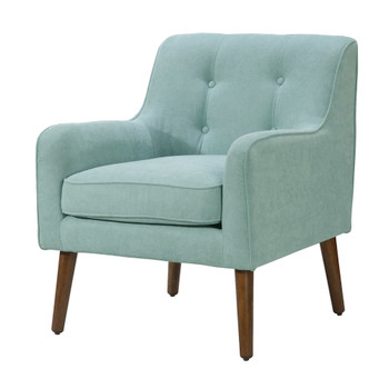 Lilola Home Ryder Mid Century Modern Aquamarine Teal Woven Fabric Tufted Armchair 88868TL
