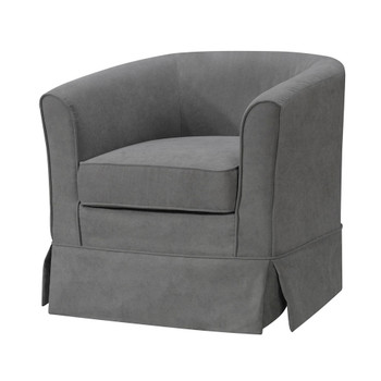 Lilola Home Tucker Gray Woven Fabric Swivel Barrel Chair 88869
