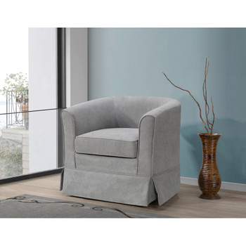 Lilola Home Tucker Steel Gray Woven Fabric Swivel Barrel Chair 88869MG
