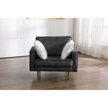 Lilola Home Theo Gray Velvet Chair with Pillows 81359-C
