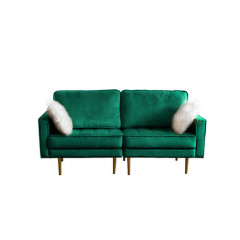 Lilola Home Theo Green Velvet Loveseat with Pillows 81359GN-L
