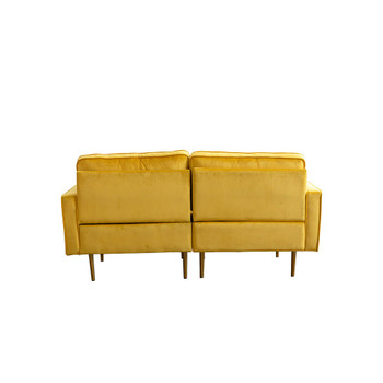 Lilola Home Theo Yellow Velvet Loveseat with Pillows 81359YW-L
