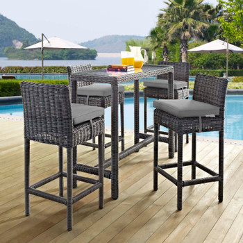 Modway Summon 5 Piece Outdoor Patio Sunbrella® Pub Set EEI-1972-GRY-GRY-SET