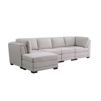 Lilola Home Kristin Light Gray Linen Fabric Reversible Sectional Sofa with Ottoman 88020-1B
