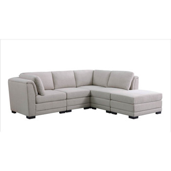 Lilola Home Kristin Light Gray Linen Fabric Reversible Sectional Sofa with Ottoman 88020-2
