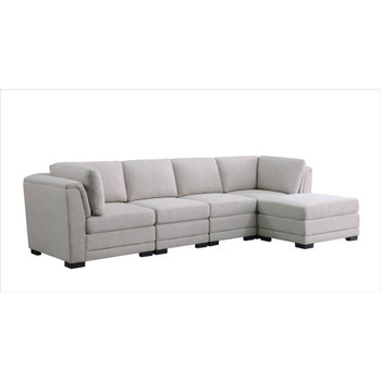 Lilola Home Kristin Light Gray Linen Fabric Reversible Sectional Sofa with Ottoman 88020-2
