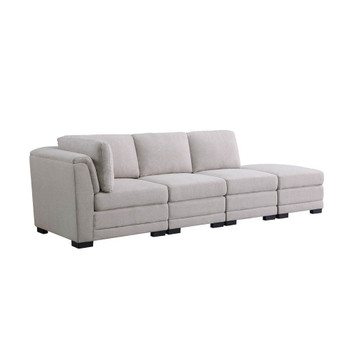 Lilola Home Kristin Light Gray Linen Fabric Reversible Sofa with Ottoman 88020-7A
