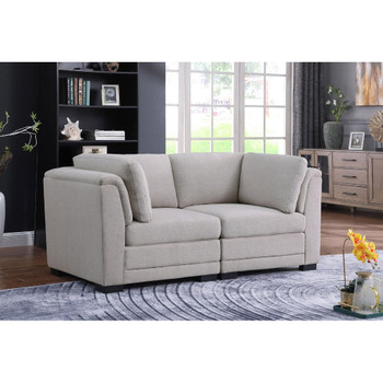 Lilola Home Kristin Light Gray Linen Fabric Loveseat  88020-9
