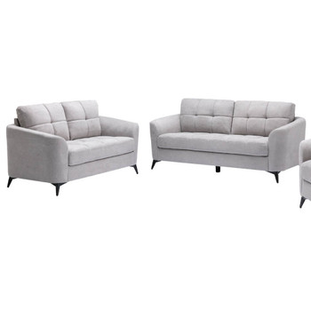 Lilola Home Callie Light Gray Velvet Fabric Sofa Loveseat Living Room Set 89727LG-SL
