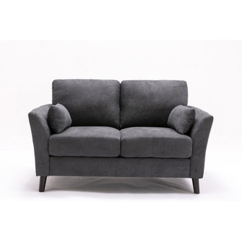 Lilola Home Damian Gray Velvet Fabric Loveseat 89728-L