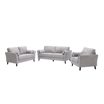 Lilola Home Damian Light Gray Velvet Fabric Sofa Loveseat Chair Living Room Set 89728LG