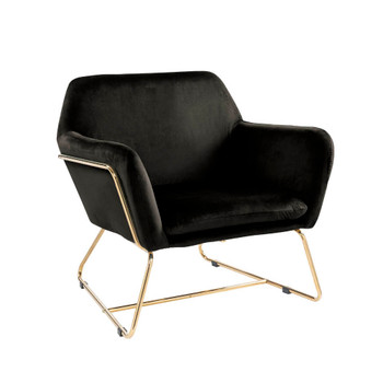 Lilola Home Keira Black Velvet Accent Chair with Metal Base 88876BK