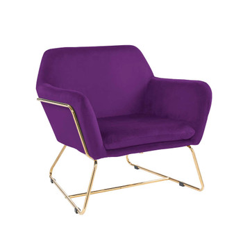 Lilola Home Keira Purple Velvet Accent Chair with Metal Base 88876PE