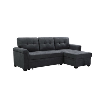 Lilola Home Connor Dark Gray Fabric Reversible Sectional Sleeper Sofa Chaise with Storage 889140