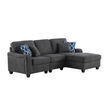 Lilola Home Leo Dark Gray Woven 3Pc Sectional Sofa Chaise 89125-5