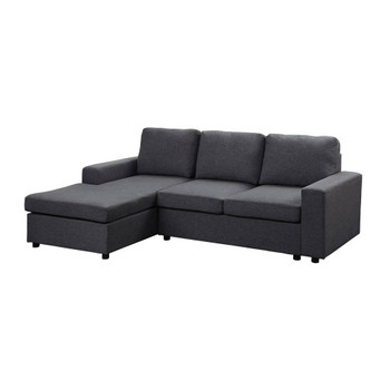 Lilola Home Aurelle Sofa with Reversible Chaise in Dark Gray Linen 881801-1
