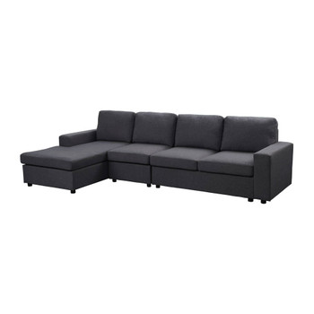Lilola Home Bailey Sofa with Reversible Chaise in Dark Gray Linen 881801-2