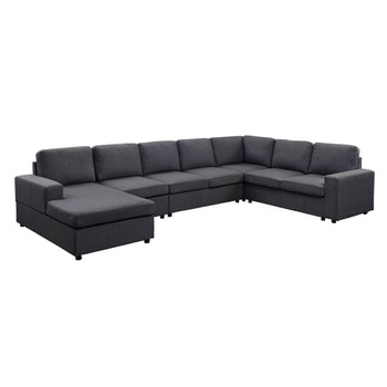 Lilola Home Hayden Modular Sectional Sofa with Reversible Chaise in Dark Gray Linen 881801-5