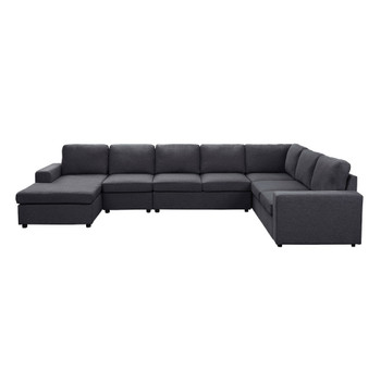 Lilola Home Hayden Modular Sectional Sofa with Reversible Chaise in Dark Gray Linen 881801-5