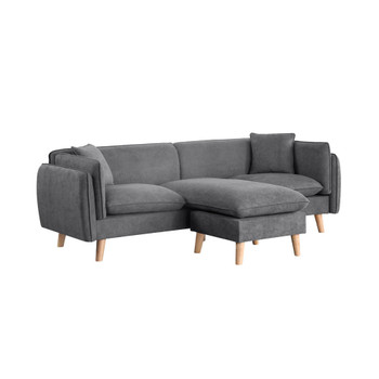 Lilola Home Brayden Light Gray Fabric Sectional Sofa Chaise 89641