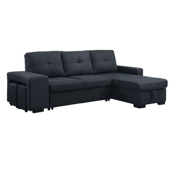 Lilola Home Lucas Dark Gray Linen Sleeper Sectional Sofa with Reversible Storage Chaise 81394