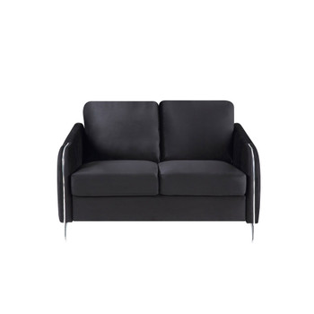 Lilola Home Hathaway Black Velvet Modern Chic Loveseat Couch 89726-L