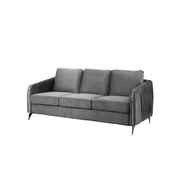 Lilola Home Hathaway Gray Velvet Modern Chic Sofa Couch 89725-S