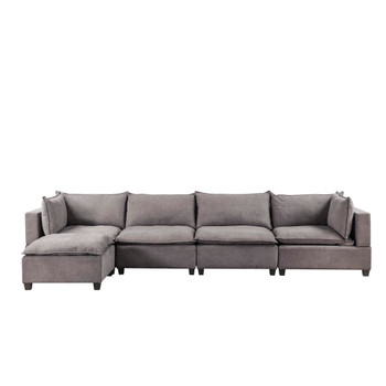 Lilola Home Madison Light Gray Fabric 5 Piece Modular Sectional Sofa Chaise 81400-12