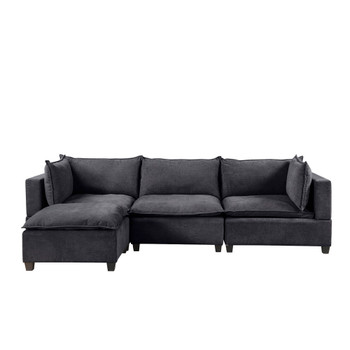 Lilola Home Madison Dark Gray Fabric Reversible Sectional Sofa Ottoman 81401-6