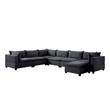 Lilola Home Madison Dark Gray Fabric 7 Piece Modular Sectional Sofa Chaise 81401-9A