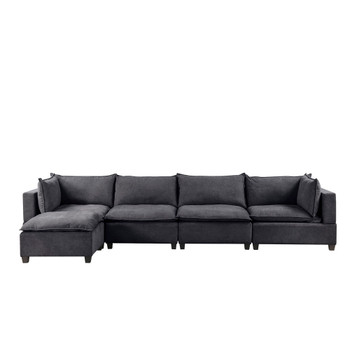 Lilola Home Madison Dark Gray Fabric 5 Piece Modular Sectional Sofa Chaise 81401-12