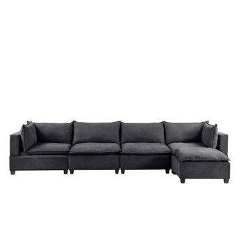 Lilola Home Madison Dark Gray Fabric 5 Piece Modular Sectional Sofa Chaise 81401-12