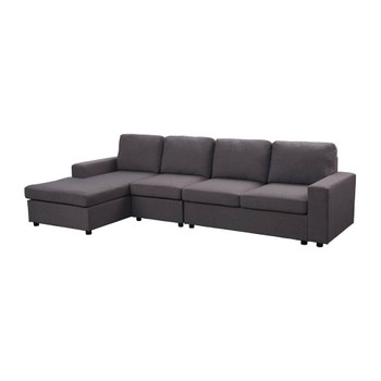 Lilola Home Dunlin Sofa with Reversible Chaise in Dark Gray Linen 81801-2