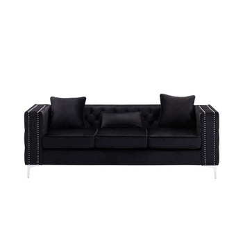 Lilola Home Lorreto Black Velvet Sofa 89714-S