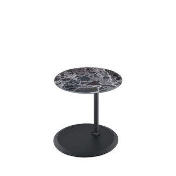 Lilola Home Orbit End Table with Height Adjustable Black Marble Textured Top 98021