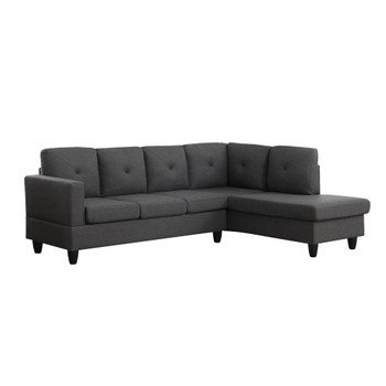 Lilola Home Santiago Dark Gray Linen Sectional Sofa with Right Facing Chaise 83070