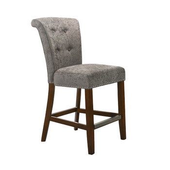 Lilola Home Auggie Gray Fabric Counter Height Chair with Nailhead Trim 30516