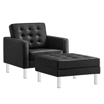 Modway Loft Tufted Vegan Leather Armchair and Ottoman Set - EEI-6409