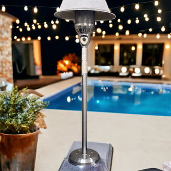 Home Roots 41000 BTU Silver Steel Natural Gas Cylindrical Pole Standing Patio Heater - 480578