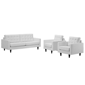 Modway Empress Sofa and Armchairs Set of 3 EEI-1312-WHI
