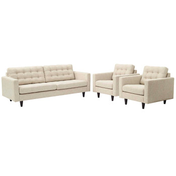 Modway Empress Sofa and Armchairs Set of 3 EEI-1314-BEI