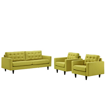 Modway Empress Sofa and Armchairs Set of 3 EEI-1314-WHE