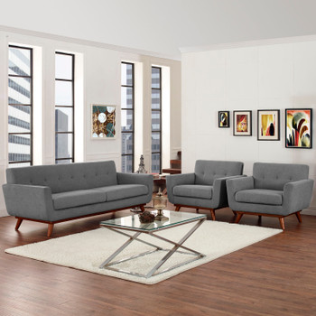 Modway Engage Armchairs and Sofa Set of 3 EEI-1345-GRY