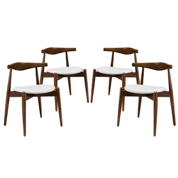Modway Stalwart Dining Side Chairs Set of 4 EEI-1378-DWL-WHI Dark Walnut White