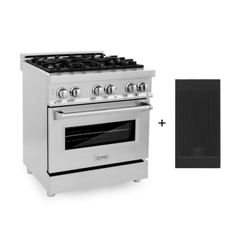 ZLINE 30" 4.0 cu. ft. Electric Oven and Gas Cooktop Dual Fuel Range with Griddle in Stainless Steel - RA-GR-30