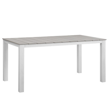 Modway Maine 63" Outdoor Patio Dining Table EEI-1508-WHI-LGR White Light Gray