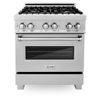 ZLINE 30" 4.0 cu. ft. Electric Oven and Gas Cooktop Dual Fuel Range with Griddle in Fingerprint Resistant Stainless - RAS-SN-GR-30