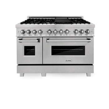 ZLINE 48" 6.0 cu. ft. Electric Oven and Gas Cooktop Dual Fuel Range with Griddle in Fingerprint Resistant Stainless - RAS-SN-GR-48
